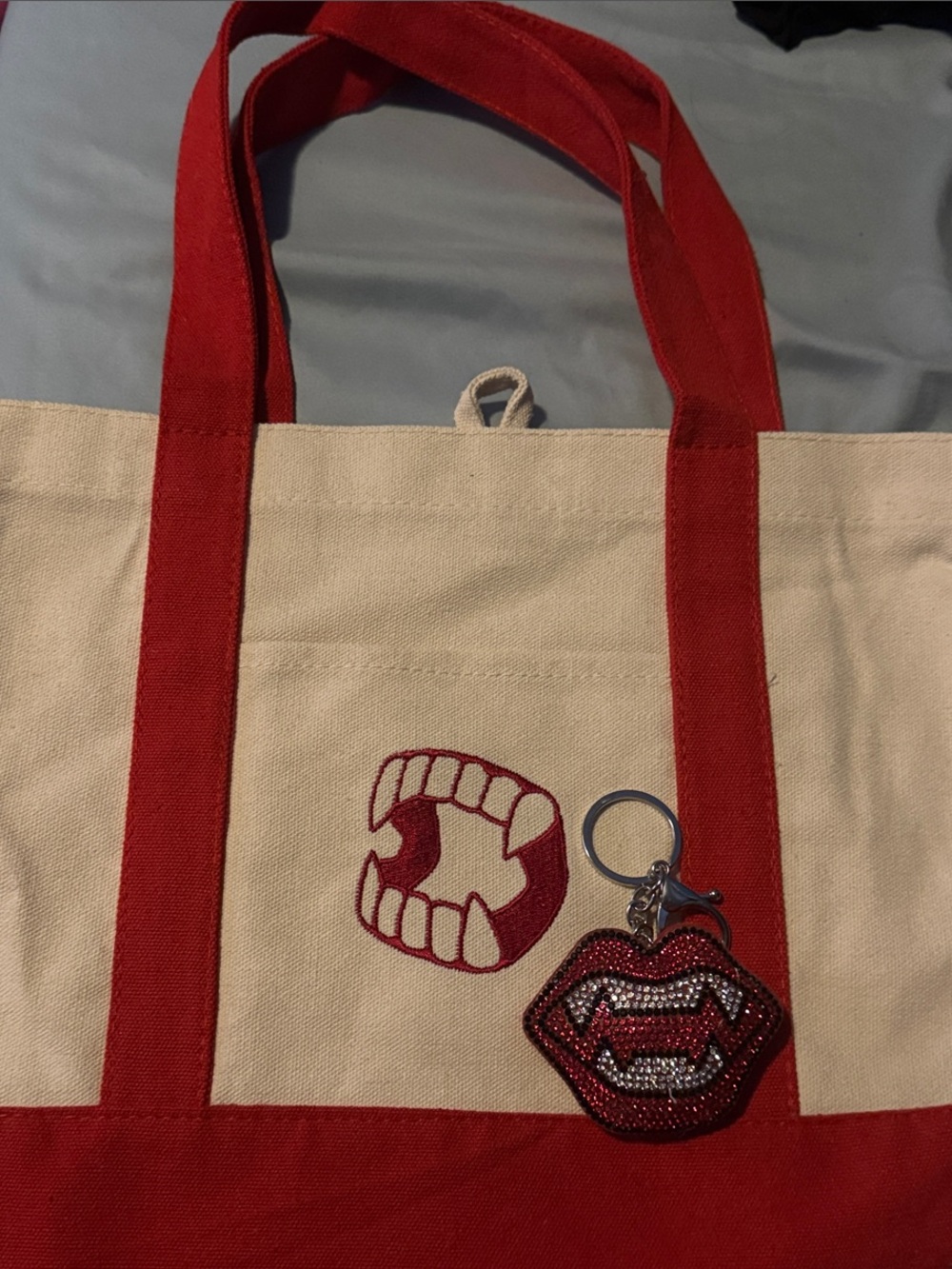 Vampire Canvas Tote Bag & Bling Keychain Set